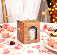 Boîte cadeau rustique en kraft pour la Saint-Valentin avec fenêtre, motif cœur et nœud, impression lettre d'amour, boîte carrée pour bougies et chocolats, emballage avec ficelle de jute