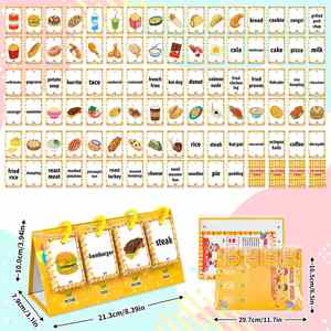 อุปกรณ์การเรียนการสอนสำหรับโรงเรียนอนุบาลที่บ้าน บัตรคำศัพท์เกี่ยวกับอาหาร เกมสะกดคำ แผ่นพลิกการเรียนรู้ - Product Image 6