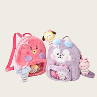 Sac à dos en peluche motif animal de dessin animé avec fenêtre transparente, sac tendance pour événements et concerts