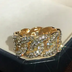 Luxury Male Women Wedding Zircon Stone Ring Crystal Gold Plt Rings Punk For Women Men East Cubic Dubai Jewelry