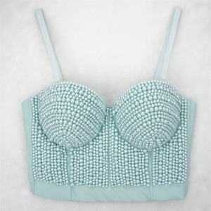 BL11 Nueva moda Colorful Pearl Beads Push up <span class=keywords><strong>Corset</strong></span> Bustier Bra Sexy Crop Top Night Club Party Wear - Product Image 5