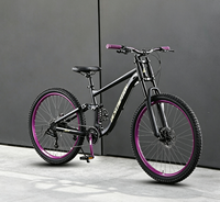 Vélo de montagne à suspension intégrale 24/26/27,5 pouces, acier haute teneur en carbone, Soft-Tail, 8 vitesses, frein à disque mécanique, roues en alliage d'aluminium