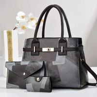 Ensemble de 3 sacs de maternité, sac à main, design patchwork, résistant à l'eau, PU, grande capacité, sac à bandoulière pour femme, pour les trajets quotidiens