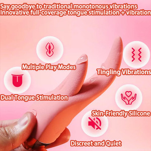 실리콘 클리토리스 바이브레이터 10가지 진동 모드 더블 텅 리킹 바이브레이터 여성용 마사지 스틱 성인용품 - Product Image 3