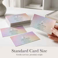 Cartes de visite miroir personnalisées en papier nacré arc-en-ciel avec logo en feuille d'argent, holographiques irisées pour les arts créatifs et les marques de mode