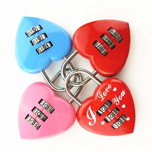 Gembok Kunci Kata Sandi Bentuk Hati untuk Hadiah Pernikahan, Bahan Zinc Alloy Lapis Bubuk Anti Air, Keamanan Tinggi, Logo OEM - Product Image 3