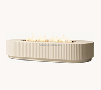 Ensemble pour patio extérieur GFRC Foyer artisanal Gaz naturel Propane Plinthe rosée Rectangulaire Table à feu