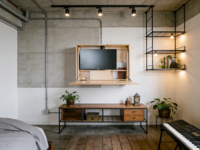Bureau électrique mural style industriel en contreplaqué, réglable en hauteur, gain de place pour loft, studio et bureau à domicile OEM