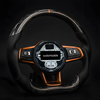 Volant en cuir perforé en carbone forgé avec surpiqûres bleues et palettes de changement de vitesse magnétiques pour VW Passat B8 Magotan Arteon CC