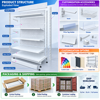Étagère murale métallique robuste à panneau perforé simple face pour supermarché, gondole, présentoir de magasin d'alimentation, unité de présentation ajustable pour la vente au détail