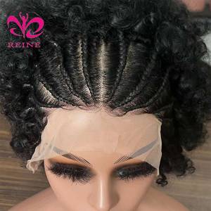 Pelucas de Cabello Humano Afro Rizado para Mujer, Trenzadas, con Frente de Encaje HD 13x4, con Cabello de Bebé, 250% de Densidad, Cabello Indio Virgen, 8 Pulgadas - Product Image 2