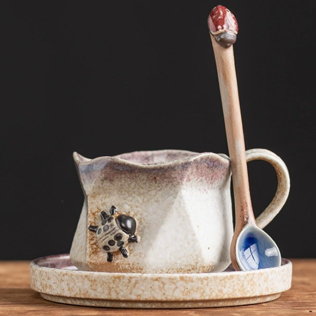 Taza y plato Beetle - Blanco Nieve (sin cuchara)