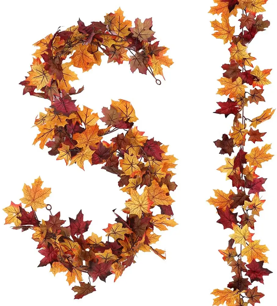 Осеннее украшение в виде кленового листа, искусственная внутренняя гирлянда из кленовых листьев, лоза, Осенний Декор для дома, спальни, свадебной вечеринки