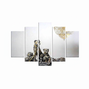 Abstract Cheetah Print on <b>Canvas</b>: Modern Leopard <b>Wall</b> Art,SET OF 5 MIX <b>CANVAS</b> - Product Image 2