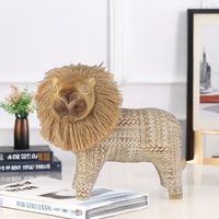 Décoration de bureau et d'intérieur : Adorables figurines de lion en fausse toile de lin de style européen pour la maison et le bureau
