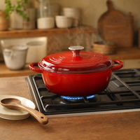 Ensemble de casseroles classiques en fonte émaillée, 7 pièces, 8 couleurs, poêle à frire, poêle antiadhésive, marmite, compatible four, nettoyage facile