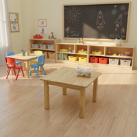 Table ergonomique en bois massif de caoutchouc, design carré à quatre pieds, durable et non toxique, pour l'école, la maison, le bureau, la maternelle