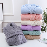 Vente de gros Peignoir en molleton corail Peignoir en microfibre polyester unisexe super doux et bon marché