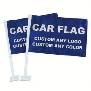 Promoción Directa de Fábrica, Impresión Personalizada, Bandera Blanca de Poliéster para Automóvil de 30x45cm con Asta de Plástico, Logotipo Personalizado - Product Image 1