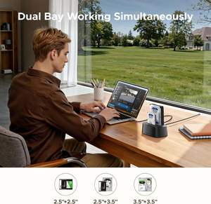 Station d'accueil pour disques durs UGREEN, support pour <span class=keywords><strong>2</strong></span> baies de disques durs, <span class=keywords><strong>2</strong></span>,5 et 3,5 pouces, SSD, HDD, boîtier USB3.0 SATA HDD - Product Image 4