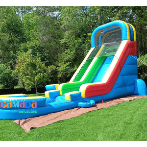 Toboggan aquatique gonflable arc-en-ciel coloré <span class=keywords><strong>avec</strong></span> <span class=keywords><strong>piscine</strong></span>, château gonflable commercial en PVC, toboggan aquatique gonflable populaire et abordable pour fêtes - Product Image 1