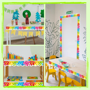 Rollo de Borde Ondulado para Tablero de Anuncios con Diseño de Globos Arcoíris, Adorno de Borde Ondulado para Decoración de Paredes de Aulas, Pizarras y Fiestas - Product Image 5