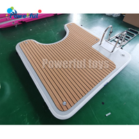 Plateforme de natation gonflable en mousse de teck PVC, point en forme de U, plate-forme flottante avec échelle, île gonflable, plate-forme d'eau flottante