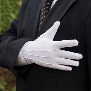 Guantes masónicos de algodón personalizados, protección de inspección industrial absorbente de sudor, guantes de mano de trabajo de algodón puro blanco - Product Image 1