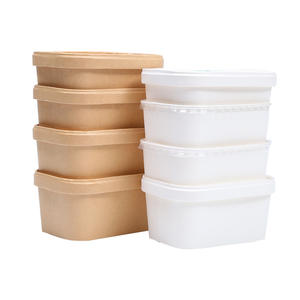 Trendz özel tek kullanımlık 2 bölme kahverengi Kraft kağıt kase gıda ambalaj yemek kabı salata tasfiye gıda kapaklı konteyner - Product Image 4