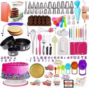 700Piece Plastic <b>Set</b> Decorating Tools Springform Pans Cake Leveler Turntable With Fondant Nozzles for Baking - Product Image 1