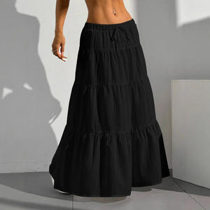 Fitspi nuovo arrivo Maxi gonna <span class=keywords><strong>bianca</strong></span> da donna cravatta posteriore ampia gonna altalena europea elegante ampia gonna lunga estiva da <span class=keywords><strong>spiaggia</strong></span> Boho Ch - Product Image 2