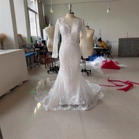Gaun renda model fishtail baru untuk musim semi dan gugur, cocok untuk pernikahan sederhana, sangat cantik. perjalanan luar ruangan