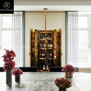 New Factory Custom Newly Designed Ceramic Wine Cabinet Luxurious Mirror Polished Stainless Steel Bar <b>Storage</b> Fowt31 - Product Image 3