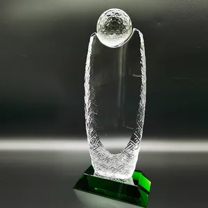 Relógio personalizado de alta qualidade barato de venda quente personalizado de fábrica Troféu de cristal de luxo de vidro