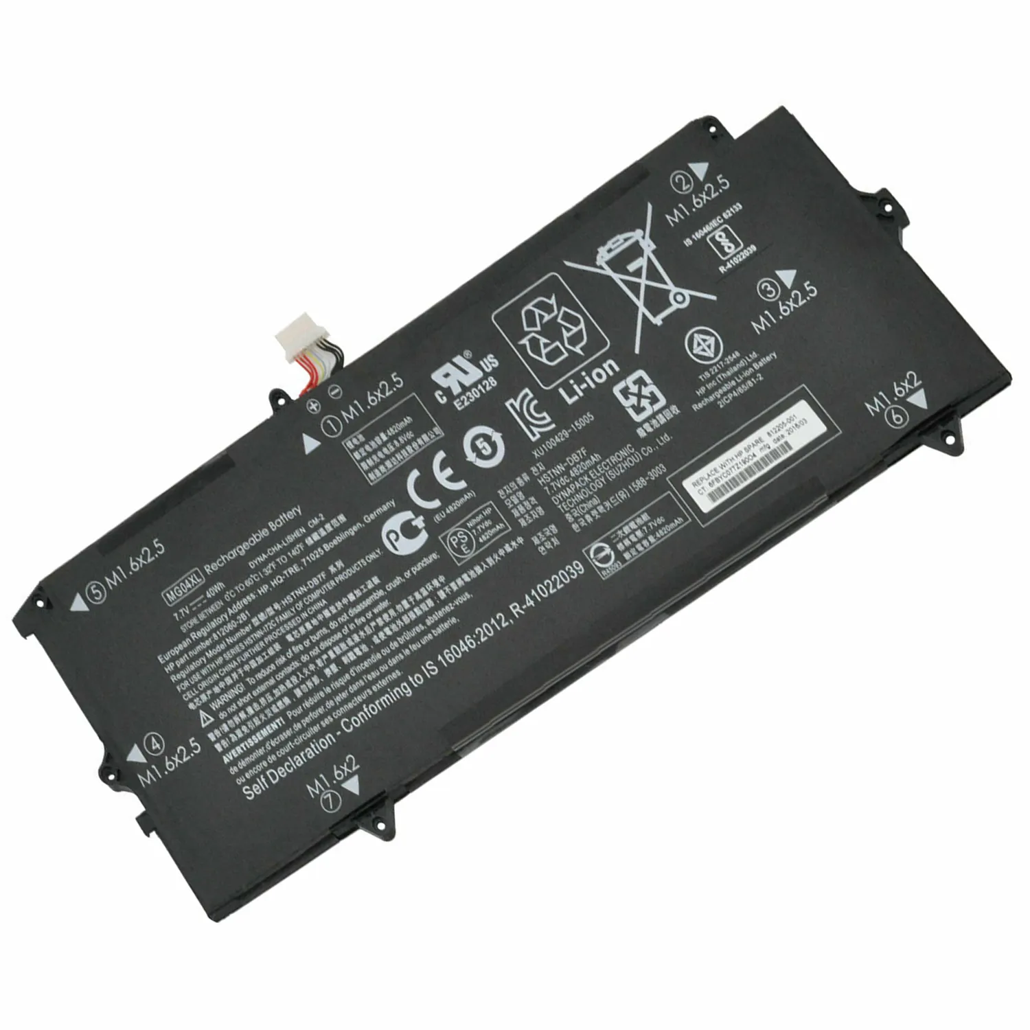 Baterai laptop HSTNN-DB7F MG04XL 7.7V 4820mAh 40Wh 4 sel untuk HP Elite x2 seri 1012 G1 baterai notebook