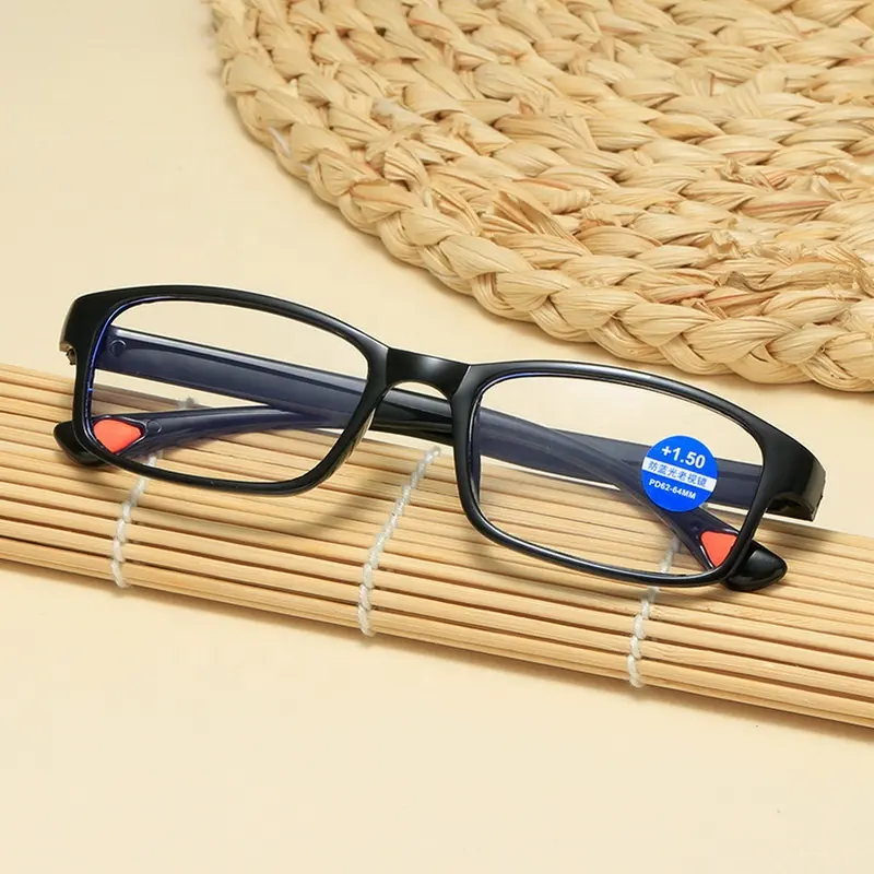 Classic TR90 Anti Blue Light Reading Glasses Square Black Frame Rectangle Glasses Elder Aged Men Women Radiation Optical Glasses