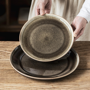 Service de vaisselle en céramique rétro avec glaçure réactive, assiettes en grès vintage, compatibles lave-vaisselle pour la restauration - Product Image 4