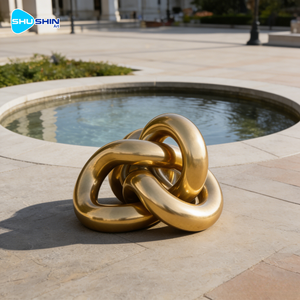 Escultura Moderna Abstracta de Acero Inoxidable Electrochapado Personalizada con Impresión UV y Pulido para Uso en Exteriores con Logotipo Fundido - Product Image 4