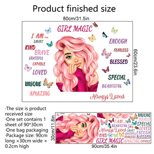 Adesivo Murale <span class=keywords><strong>con</strong></span> Testo Ispirazionale di Bella Ragazza <span class=keywords><strong>per</strong></span> Cameretta dei Bambini, Decorazione Murale Impermeabile e Rimovibile - Product Image 5