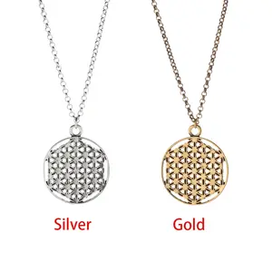 Fashion Flower of Life Necklace Pendant Gold Plated Chain Jewelry Geometry Accessories Amulet Jewlery