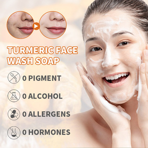 Jabón de Cúrcuma Orgánico Hecho a Mano, Lavado Facial con Cúrcuma y Vitamina C para Blanquear e Hidratar el Cuerpo - Product Image 3