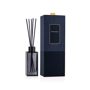 Sang Trọng Tùy Chỉnh Hình Vuông Chai Thủy Tinh Nhà Hương Thơm <span class=keywords><strong>Reed</strong></span> Khuếch Tán Với Que Mây Với Hộp Quà Tặng - Product Image 1