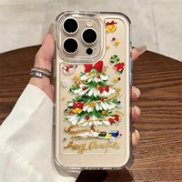 Coque de téléphone transparente en TPU avec motif de sapin de Noël, fine, antichoc, avec cadre de protection de l'appareil photo surélevé pour 17/16/15/14/13 Pro Max OEM