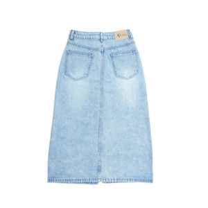 8853 Highwaist Light Blue Denim Midi <b>Skirt</b>-<b>Summer</b>/Spring Modest Feminine Style Washable & Color Fade Proof - Product Image 4