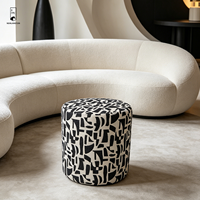 Pouf cylindrique moderne abstrait, tabouret rembourré rond, repose-pieds, tabouret d'appoint multifonctionnel pour salon et chambre à coucher