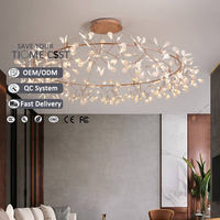 Luminaires suspendus circulaires modernes Firefly pour hôtel, salon, restaurant, cuisine, lustre en forme de branche d'arbre en or rose et noir