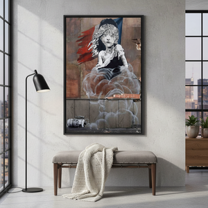 Banksy 'Miserables' Printed Canvas: Provocative Street Art Decor,<b>BLACK</b> <b>FRAMED</b> CANVAS - Product Image 3