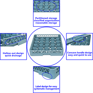 Boîte de rangement pour lave-vaisselle commercial à 25 compartiments empilables avec <span class=keywords><strong>couvercle</strong></span> - Product Image 6