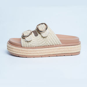 Sandales d'été pour femmes, plateforme en <span class=keywords><strong>espadrille</strong></span>, sangle réglable à double boucle, toile respirante, chaussures de plage - Product Image 1