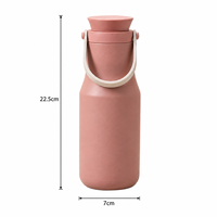 Bouteille d'eau isotherme portable en acier inoxydable à double paroi de 16 oz avec poignée et deux couvercles pour le sport